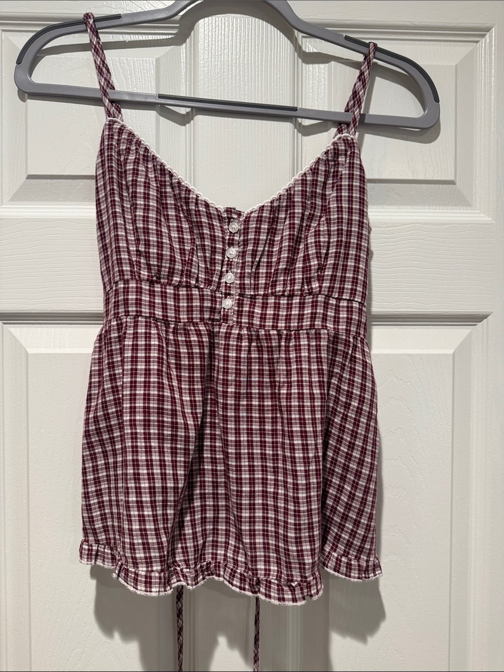 Hollister Burgundy Plaid Spaghetti Strap Camisole